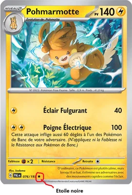Détail de la carte Rare - étoile noire - Carte Pokémon
