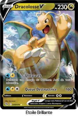 Détails de la carte Ultra rare - Carte Pokémon - Le Pokémon est représenté hors cadre sur l’entièreté de la carte avec des effets de brillance.