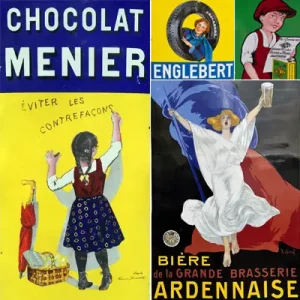 Arts Publicitaires : Plaques émaillées. Ces magnifiques plaques émaillées se sont vendues entre 25 000€ et 45 000€ aux enchères.