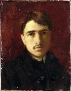 Roger Noël François André DE LA FRESNAYE Peintre cubiste français Né le 11 juillet 1885 à Le Mans, France , France Décédé le 27 novembre 1925 à Grasse, France Roger de la Fresnaye, Autoportrait, 1905-1907, Paris, musée national d'Art moderne.