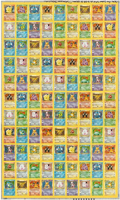 Estimation de vos cartes Pokémon Missprint par notre expert. Ici une planche sheet complète très rare aux enchères.