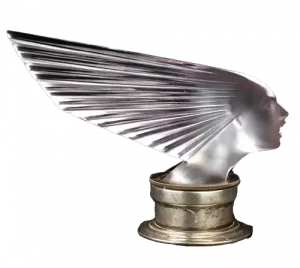 Automobilia - René LALIQUE (1860-1945). Mascotte bouchon de radiateur modèle "Victoire" ou "Spirit of the wind"