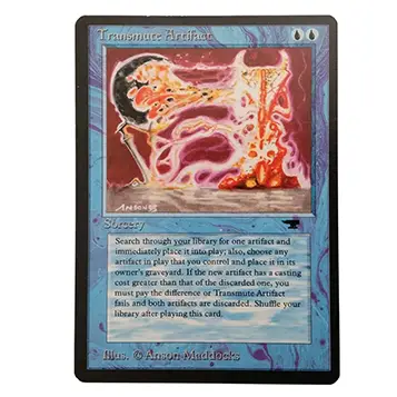 Carte Magic The Gathering - Transmute Artifact - Édition Antiquities État Excellent / Near Mint. Adjugée 340€