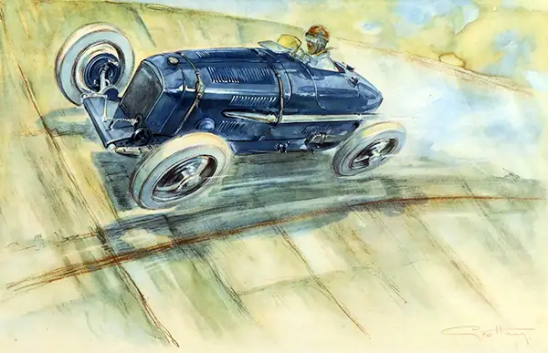 Géo Ham (Georges Hamel 1900-1972) : Estampe illustrée d'une Automobile - Adjugé 450€