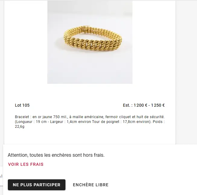 vente live sur Interenchères. Le bouton « Ne plus participer » permet de se désengager ponctuellement de la vente aux enchères et d’éviter toute enchère effectuée par erreur.