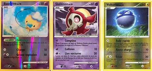 Baudrive (SH1), le Skélénox (SH2), et le Voltorbe (SH3)