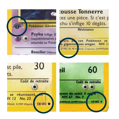 Détails sur les cartes du Set de Base Pokémon - 1999