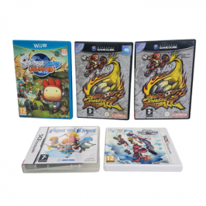 Lot de 5 jeux de différentes licences dont Mario Smash Football pour diverses consoles : GameCube - Wii U - DS - 3DS. Avec notices, boîtes.