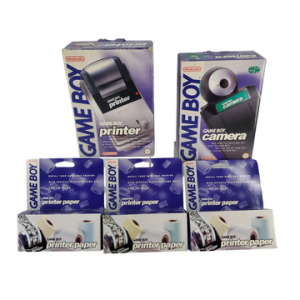Nintendo - Game Boy - Lot d'accessoires : -Game Boy Printer (avec boîte, cale, notice) -Game Boy Camera (avec boîte, caméra, 2 notices) -3 papiers à imprimantes (complets)