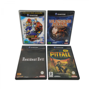 Nintendo - GameCube - Lot de 4 jeux : Resident Evil, Pitfall l'expédition perdue, Sonic adventure 2 Battle, Les royaumes perdus. Avec notices, boîtes. Version des jeux PAL.