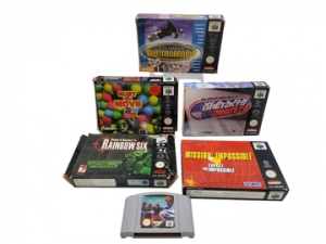 Nintendo - N64 -Lot de 6 jeux : Lylatwars, Mission : impossible expect the impossible, Tom Clancy's Rainbow Six, Wayne Gretzky's 3D Hockey, Tony Hawk's Skateboarding, Bust a move 3 DX. Avec boîtes, notices.