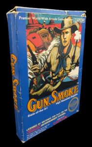 Nintendo - Nes - Jeu Gun. Smoke. Avec boîte, fourreau, notice, cale en polystyrène. Version du jeu FAH.