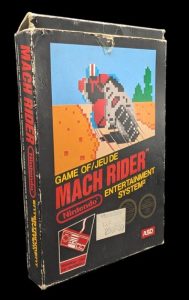 Nintendo - Nes - Jeu Mach Rider. Avec boîte, fourreau, cale en polystyrène. Version du jeu FRA. Mention ASD (Première distribution française).