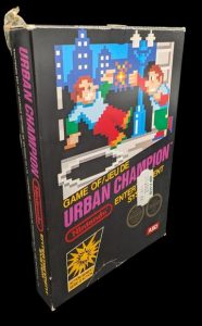 Nintendo - Nes - Jeu Urban Champion. Avec boîte (déchirure au verso, voir photos), fourreau, notice, cale en polystyrène. Version du jeu FRA. Mention ASD (Première distribution française).