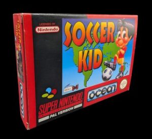 Nintendo - Super NES - Boîte vide du jeu Soccer Kid. Avec notices, cale en carton.