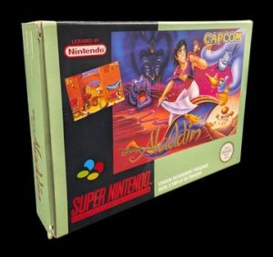 Nintendo - Super NES - Jeu Aladdin. Avec boîte, notices, cale en carton. Version du jeu FAH.