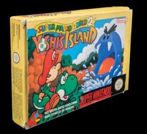 Nintendo - Super NES - Jeu : Super Mario World 2 : Yoshi's Island. Avec boîte, cartouche, notice, cale en carton. Version du jeu FAH.