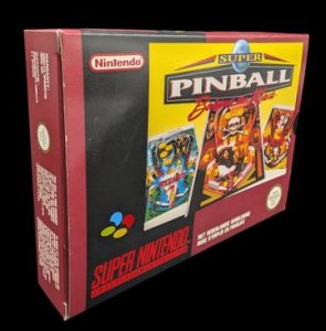 Nintendo - Super NES - Jeu Super Pinball, Behind the Mask. Avec boîte, notices, poster, cale en carton. Version du jeu FAH.