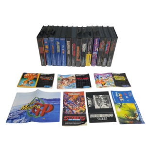 Sega - Mega Drive - Lot de 14 boîtes de jeux de différentes licences. Avec 5 notices, 1 carte.