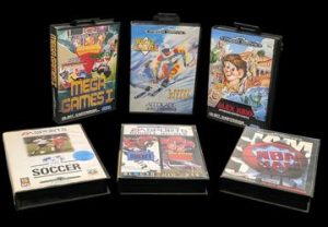 Sega - Mega Drive - Lot de 6 jeux : Mega Games I, Winter Challenge, Alex Kidd, International Soccer, EA Sports Double Header, NBA Jam. Avec boîtes, cartouches, 4 notices. (2 manquantes voir photos). Version des jeux PAL.