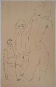 Egon SCHIELE (d'après) L'esquisse face au miroir Lithographie d'après un dessin de 1910 Signée dans la planche Sur vélin 50 x 32 cm REFERENCES : Le dessin original figure au catalogue raisonné Kallir #D690 Il fait partie des collections du Albertina Museum, numéro d'inventaire 26.726 Excellent état Expédition obligatoire, jusqu'à 5 Lithographies dans votre colis pour 14,76€ TTC en France Métropolitaine, et 29,64€ TTC pour l'Europe