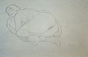 Gustav Klimt (d'après) ( 1862-1918 ) Dessin érotique, 1979 Lithographie offset en couleurs sur papier crème épais. Elle porte la signature de Gustav Klimt en bas à droite. Publié et imprimé en 1979 d'après le dessin original de 1912 par DuMont Verlag en coopération avec la Galerie Welz à Salzbourg, Autriche. Dimensions de l'image : 23,0 x 35,5 cm Format du papier : 30,0 x 41,0 cm L'article est en très bon état. Expédition obligatoire, jusqu'à 5 Lithographies dans votre colis pour 14,76€ TTC en France Métropolitaine, et 29,64€ TTC pour l'Europe