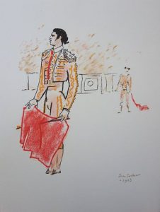 Jean COCTEAU (1889-1963) Le toréador et sa muleta Lithographie en couleurs Signée dans la planche Sur Vélin 28 x 38 cm Excellent état INFORMATION : Créée pour le portfolio Taureaux, éditée en 1965 à 200 exemplaires et imprimée dans les ateliers Mourlot Expédition obligatoire, jusqu'à 5 Lithographies dans votre colis pour 14,76€ TTC en France Métropolitaine, et 29,64€ TTC pour l'Europe