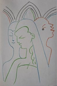 Jean Cocteau (1889-1963) Les soeurs Lithographie originale en couleur Non signé Imprimée par Mourlot Frères en 1957 Dimensions de la feuille : 23 x 15 cm environ Très bon état Expédition obligatoire, jusqu'à 5 Lithographies dans votre colis pour 14,76€ TTC en France Métropolitaine, et 29,64€ TTC pour l'Europe