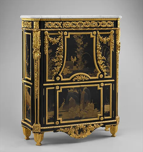 Titre: Secrétaire à abattant Artiste: Jean-Henri Riesener, Français, 1734–1806 Date: 1783 Technique: Placage d'ébène et laque japonaise du XVIIe siècle sur bâti de chêne