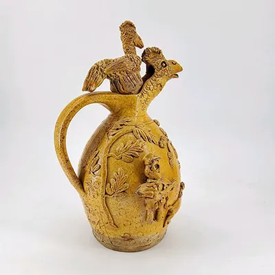 Louis-Léopold THUILANT 1862-1916) - Sarthe - Pichet en terre vernissée à glaçure jaune