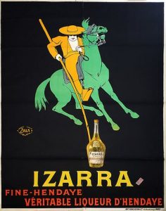 Zulla Liqueur Izarra, 1908 Affiche lithographique rare Première édition (avant l'édition de 1935) Timbre daté 27 mai 1908 par J. Grattau & Cie Imprimeur : Vercasson & Cie, 43 rue de Lancry Paris Signée dans la planche Bon état : affiche non entoilée, déchirures et manques restaurées, couleurs fraiches, Pour le transport : l'affiche est pliée 160 x 120 cm Expédition obligatoire, jusqu'à 5 Lithographies dans votre colis pour 14,76€ TTC en France Métropolitaine, et 29,64€ TTC pour l'Europe
