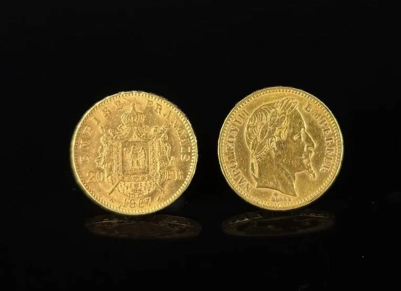 Pièces de 20 francs Napoléon 3 recto et verso de 1867