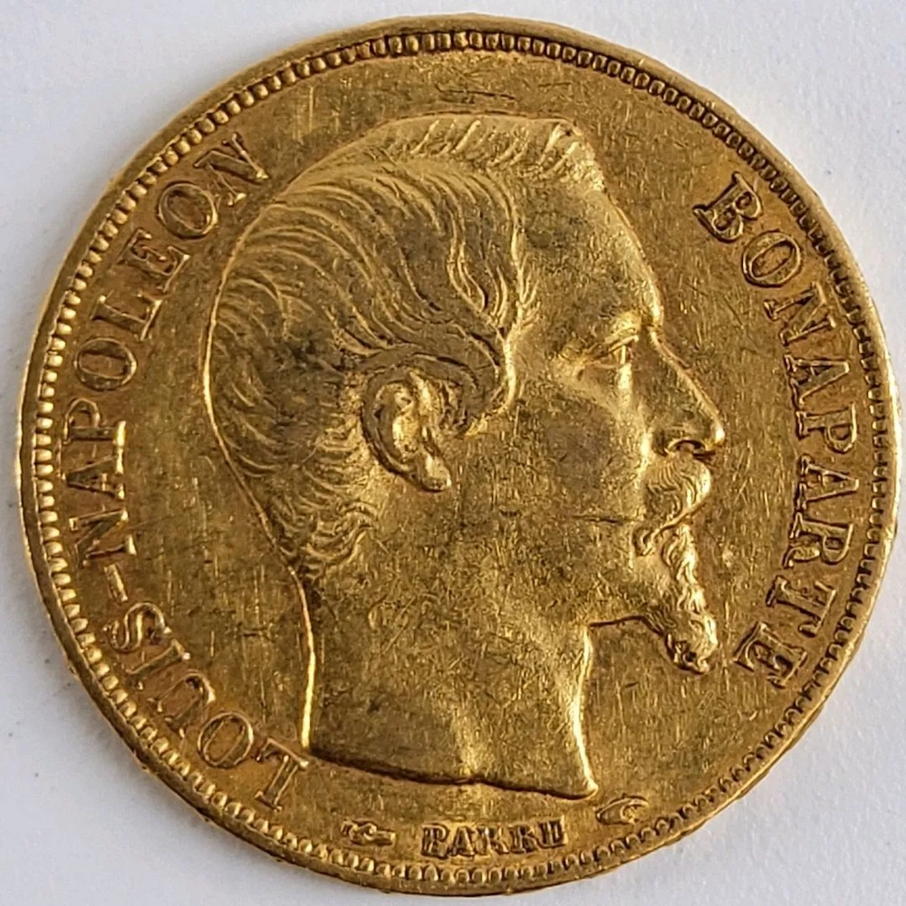 Pièce recto de 20 francs or Napoléon 3 de 1852