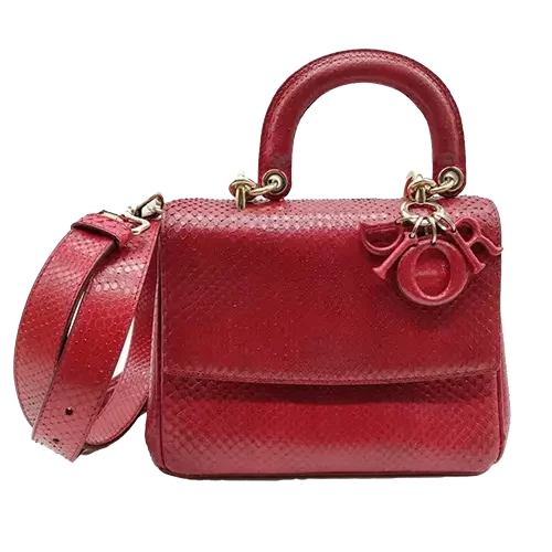 DIOR. Sac à main "Be Dior" en python rouge, doublure en agneau bordeaux. Aux enchères avec Pastor Maison de Ventes